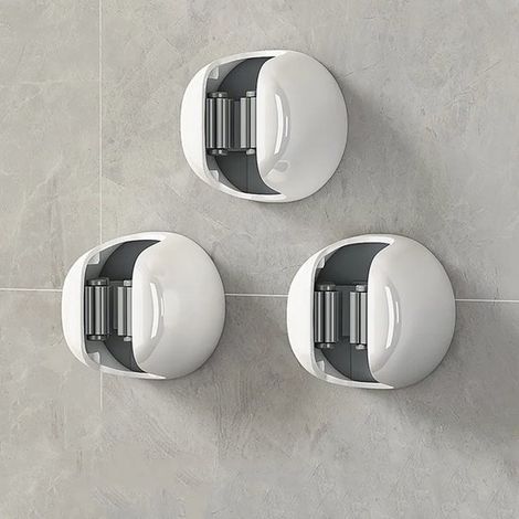 Supporto per scope da parete in 3 pezzi, sistema di sospensione per scope e mop, autoadesivo (1/4)