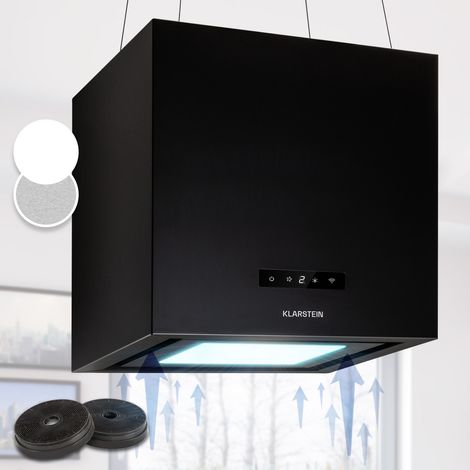 Klarstein – Hotte aspirante îlot 595m³/h – Éclairage LED – Commande WiFi – Filtres à graisse lave-vaisselle – Acier inoxydable