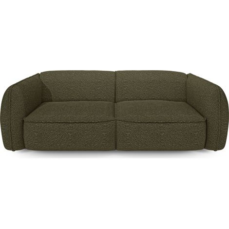 Canapé 4 places en tissu bouclette vert olive LIVIA (1/5)