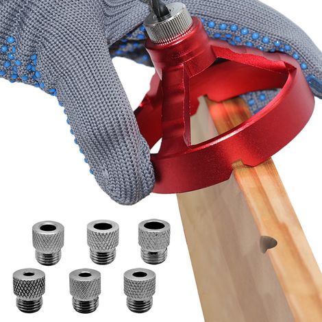 JSSEVN - Vertical Drill Guide - Drill Bits 5/6/7/8/9/10 mm for Woodworking (Red) (1/5)