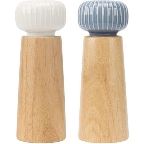 Wooden Salt and Pepper Grinder with Ceramic Lid and Adjustable Rotor, Manual Spice Jar (1/4)