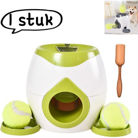 Jouet distributeur de friandises pour chien en forme de balle de tennis avec distribution automatique de friandises couleur verte 1 pièce (1/5)