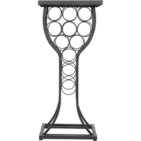 Jeffergarden Meuble en métal avec plateau en marbre, présentoir à vin et étagère de rangement.-DOU