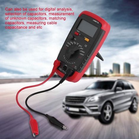 Medidor de capacitancia - Probador de condensadores - Inspección eléctrica - Pantalla LCD portátil - 0,1 pF-20 000 µF - Rojo y negro (1/5)