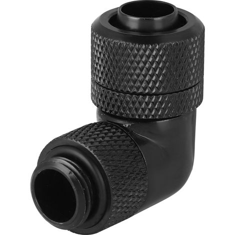 Raccord de refroidissement à eau 90° angle droit, filetage G1/4 pour tube fin (Noir) (1/5)