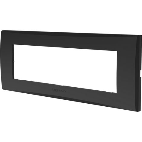 Placca 7 moduli 506 in plastica nera compatibile anche con Vimar Plana