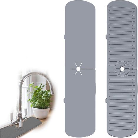 Tapis de Robinet, Silicone de Robinet Tapis, Pare éclaboussures pour évier de cuisine, Tapis d'évier, Protection anti éclaboussures, Protection anti éclaboussures pour robinets de cuisine (Gris)