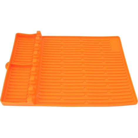Tapis de gril en Silicone, spatule résistante à la chaleur, étagère latérale pour comptoir de cuisine extérieur, Orange (1/5)