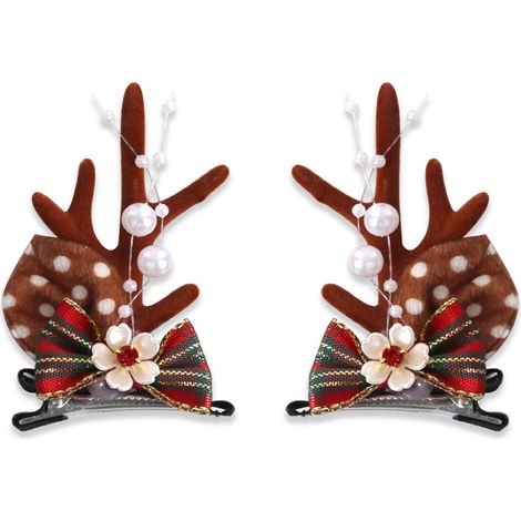 Pin Pour Cheveux - Bois De Renne De Noël - Pour Fête Familiale Et Célébration - 1 Pièce (1/2)