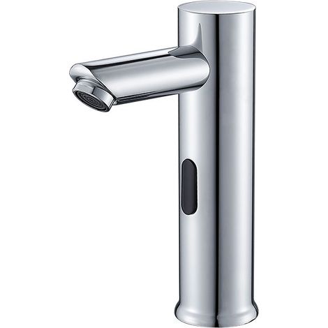 Robinet automatique sans contact avec capteur de mouvement commercial et plaque de recouvrement, robinet de salle de bain à effet cascade avec boîtier (1/5)