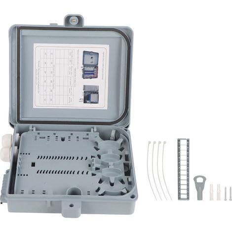 Boîtier de terminaison optique 12 cœurs IP65, boîtier de distribution FTTH pour fibres optiques extérieur. (1/5)