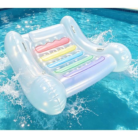 Bouée Gonflable Nuage Arc-en-Ciel - Chaise Longue de Piscine Transparente et Épaissie pour Adultes et Enfants