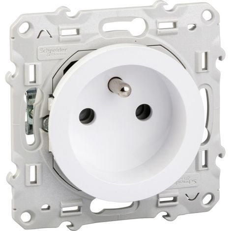 Schneider Electric – Prise de courant 2P+T blanc – Fixation à griffes ou vis – 2 connexions rapides – 16A 250V – Indice de protection IP21D – NF (1/5)