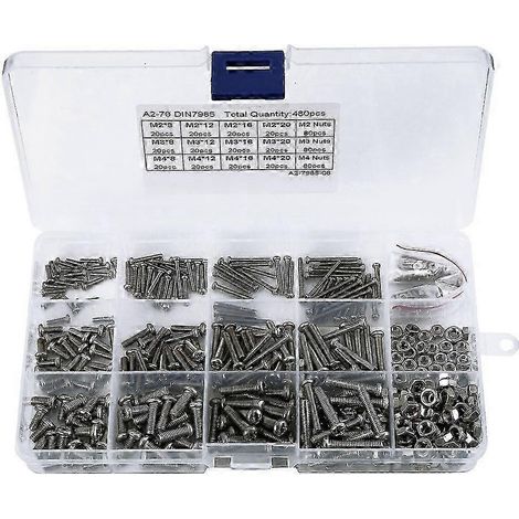 Kit de 480 vis à tête fraisée en acier M2, M2.5, M3, DIN7985, GB818 (HW028 JS) (1/5)