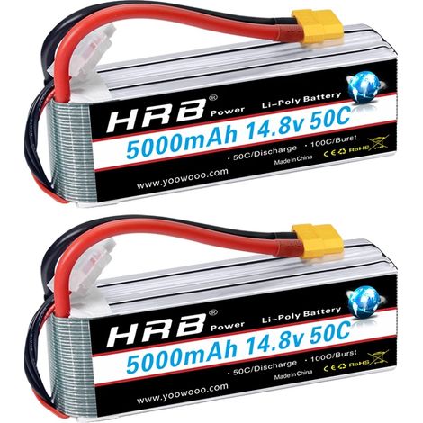 Batteria RC, 14,8 V 5000 mAh, tasso di scarica 50C, 4S 5000 mAh XT60 2 pezzi (1/2)