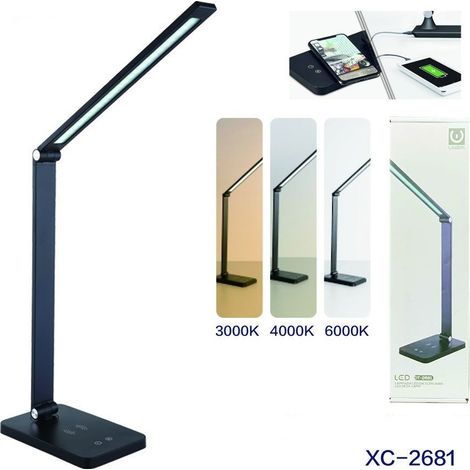 Wisdom - Lampada Da Tavolo Led Da Scrivania Con Ricarica Wireless Per Cellulari Xc-2681 - (1/5)