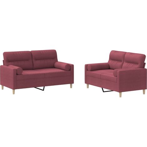 Maison Exclusive - Set di Divani 2 pz con Cuscini Rosso Vino in Tessuto