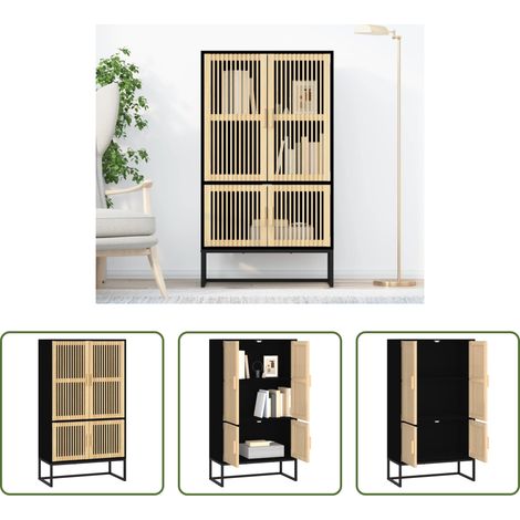 vidaXL Buffet scandinave -  Buffet haut noir 70x35x125 cm bois d'ingénierie (1/5)