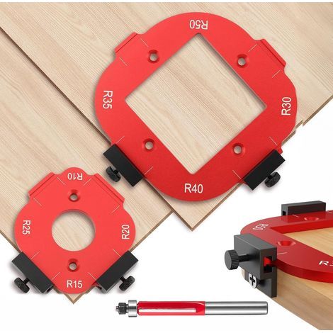 2 Pièces Gabarit Defonceuse a Bois, R10 R15 R20 R25 R30 R35 R40 R50 Gabarit de Toupie avec Fraise à Ras, Gabarit 4en1 pour Toupie, pour le Bricolage du Bois (1/5)
