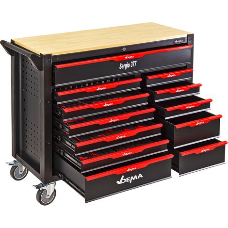 Werkstattwagen Sergio 377 teilig Werkzeugwagen bestückt 109x45x96cm mit Werkzeug