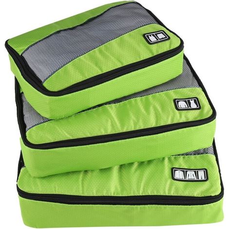 Lot de 3 pochettes de rangement portables pour vêtements et vêtements, idéales pour le voyage, le rangement des bagages et l'organisation à domicile (vert). (1/5)