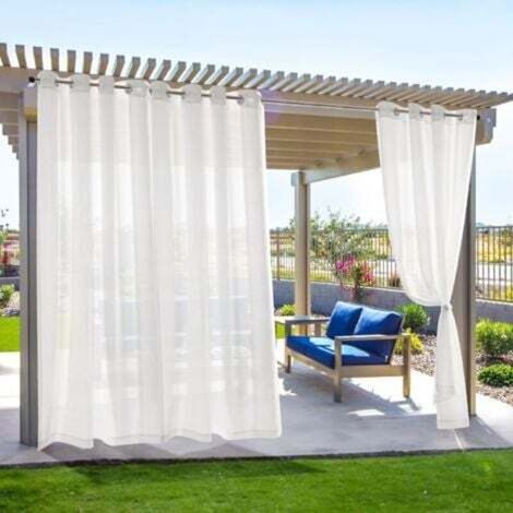 Set mit 2 wetterfesten Outdoor-Vorhängen für Terrassentüren, 134 x 210 cm, weiß (1/4)