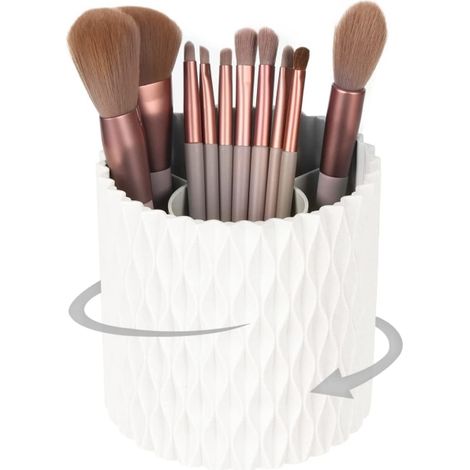 Porte-pinceaux de maquillage - support rotatif 360° pour bureau, boîte de rangement multifonctionnelle pour fournitures de bureau, organiseur de tiroir et étui à crayons (1/5)