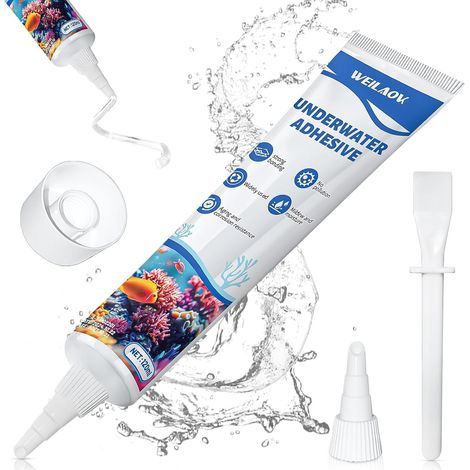 Colle Aquarium Transparent, Silicone Aquarium, 120ml Mastic Piscine, Waterproof Sealant Bassin, Convient pour la Réparation D'aquariums et de Canalisations (1/5)