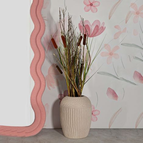 Vase Famo Dmora, en Céramique Blanc Crème