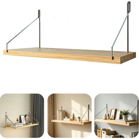 Étagère murale en bois 40 x 15 cm - présentoir pour cadres, livres et décoration, brun (1/5)