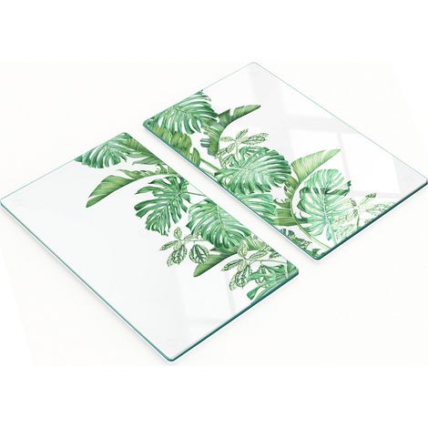 Tablas de cortar decorativas de vidrio templado con dise帽o de plantas y hojas, 2 x 30 x 52 cm.