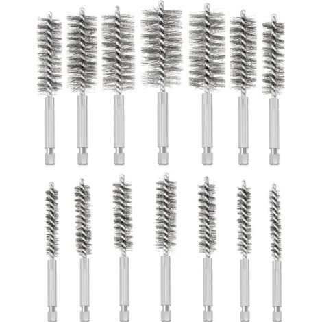 Brosse métallique pour perceuse – Lot de 14 pièces en acier inoxydable – Diamètres 8 à 25 mm – Pour éliminer rouille et peinture (1/5)
