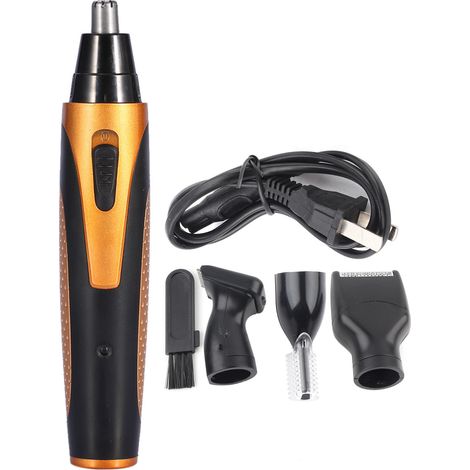 Kit de rasage 4-en-1 rechargeable pour homme : tondeuse nez, oreilles, sourcils, barbe et cheveux, prise US 110V, chargeur inclus. (1/5)