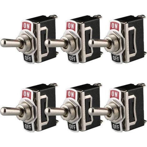 Interrupteur à Bascule 12V-24V-48V-110V/10A, 220V-230V/6A, SPST ON/OFF 2 Positions 2 Broches, pour Voiture Tableau de Bord Lumière (Pack de 6, Noir) (1/4)