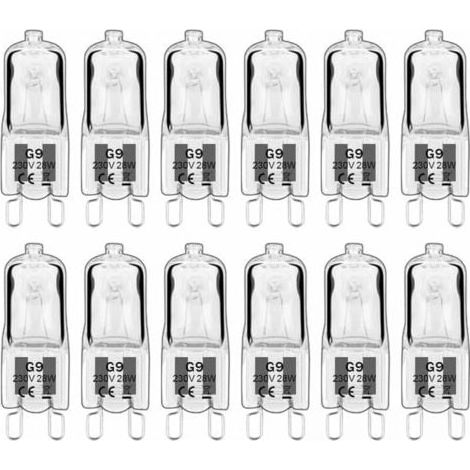 12 lampade alogene G9, lampadine G9 230V 28W 392lm, luce bianca calda 2800K, lampadine a capsula dimmerabili, senza sfarfallio [Classe energetica G] (1/5)