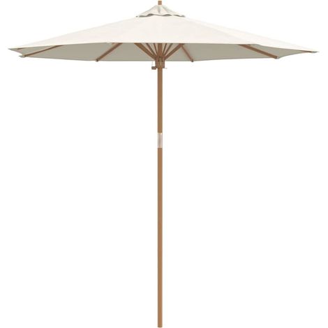 Ombrellone da giardino rotondo leggero e resistente alle intemperie 240 x 240 x 260 cm in bambù bianco crema 020058243