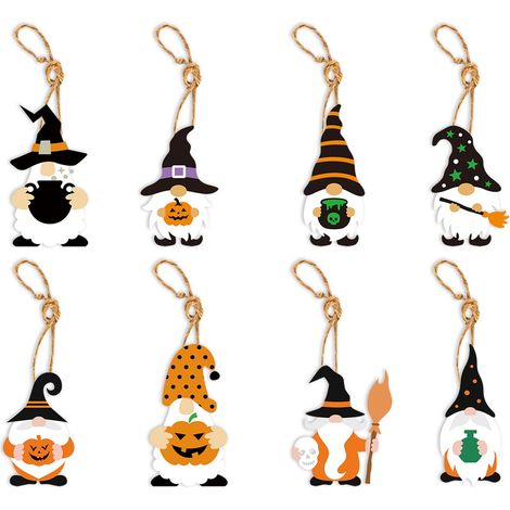 Ornement Halloween - Décoration Arbre Festif - Pour Intérieur Extérieur - Lot de 8 Pièces - Carton Blanc 300 g - 12 x 12 x 0,5 cm (1/5)