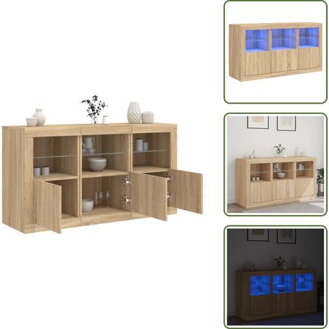 Buffet avec lumières LED chêne sonoma 123x37x67 cm - Meubles De Rangement - Buffet - Meuble Tv - Armoire - Luminaire Led (1/5)