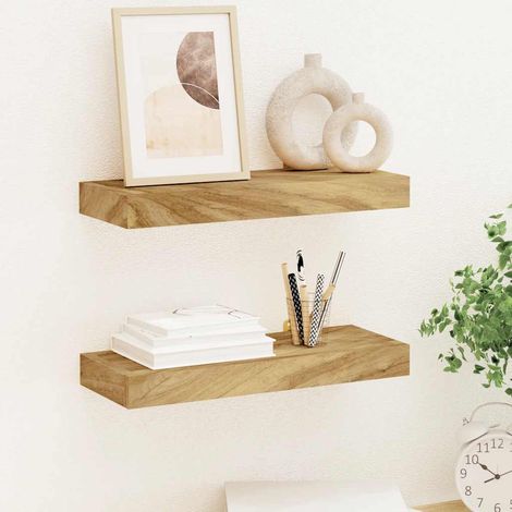 Wandregale 2 Stk. 40x15x4 cm Massivholz Teak vidaXL (1/5)