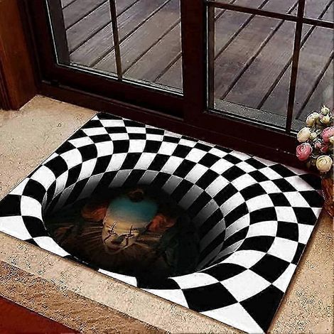 Tapis de porte 3D Clown Horreur 2025, Décoration d'Halloween, Tapis lavable, Décorations pour porte d'entrée, Fête d'Halloween (1/5)