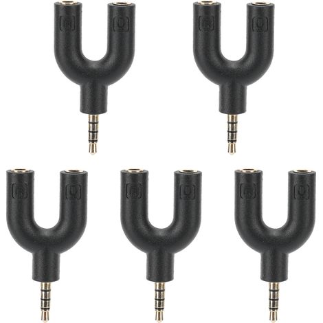 Adaptateur de type U, 5 pièces, séparateur de microphone pour casque, câble audio, connecteur rotatif (1/4)