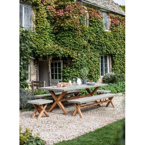 Garden Trading Outdoor Indoor Burford Dining Table & Bench Stool Set Natural (1/5)