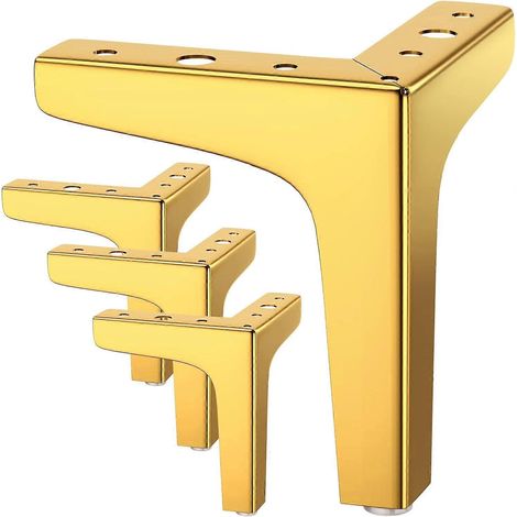 Verstellbare Schrankbeine, 4er-Pack, 13 cm, robuste Metall-Tischbeine für DIY-Möbel, inklusive Schrauben und Schutzfüßen, ideal für Schränke – Gold