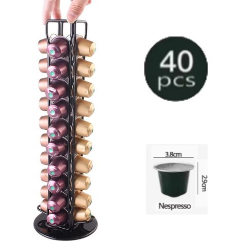 Porte Rangement pour Capsules de Café, Supports pour 40 Capsules de Café Noir (1/5)
