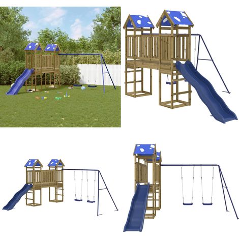 Spielturm Imprägniertes Kiefernholz - Kletterturm für Kinder - Holzspielplatz (1/5)