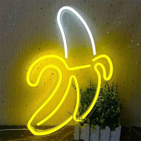 ZoeZo - Applique murale néon banane - LED - Crochet de suspension inclus - Éclairage néon - Éclairage d'ambiance - Lampe LED - Forme banane - Lumière néon (1/5)