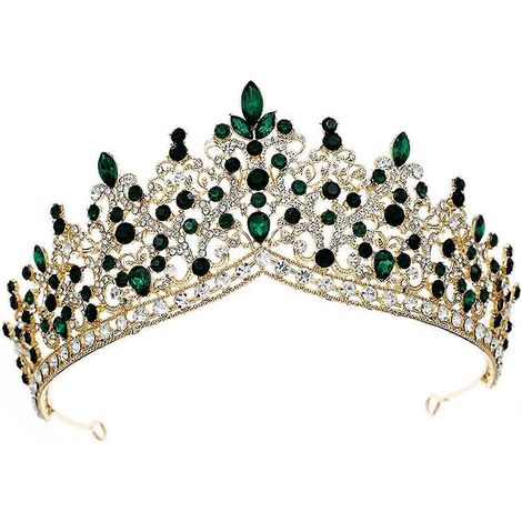 Hochzeitstiara, Braut-Haarschmuck, elegante Haarspange, modisches Kronen-Haarband, Haarband für Abschlussball, Geburtstag, Hochzeit, Mädchen-Style B Aureate Green (1/5)