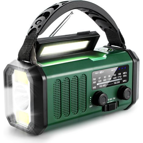 Radio d'urgence Survie Radio Solaire Survie 10000mAh Multifonction AM/FM, Chargeur Solaire pour Téléphone Lampe d'urgence à Manivelle Kit de Survie pour Camping,Randonnée et Urgences