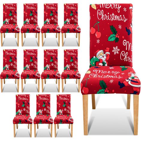 Randaco Housse de chaise Noël Housses de protection pour chaises Housse de siège de fête de Noël-12pcs (1/5)