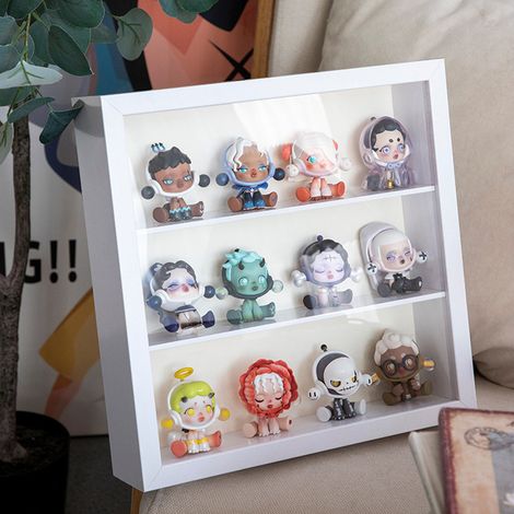 Vitrine pour figurines d'anime, coffret de rangement tridimensionnel épais pour collections de mini-jouets, blanc, double compartiment (1/5)